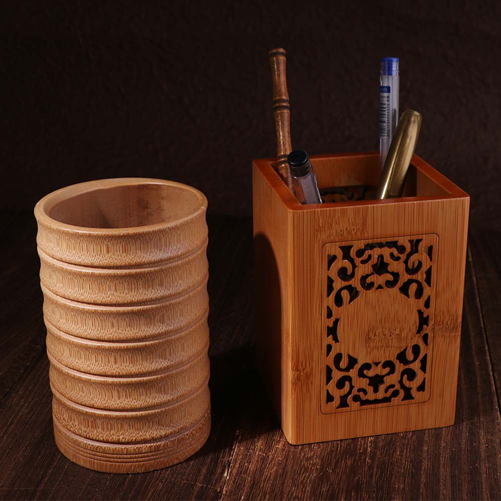 Convenient Stationery Storage Tube Classical Bamboo Stick Tube Bamboo Pen Holder  Restaurant