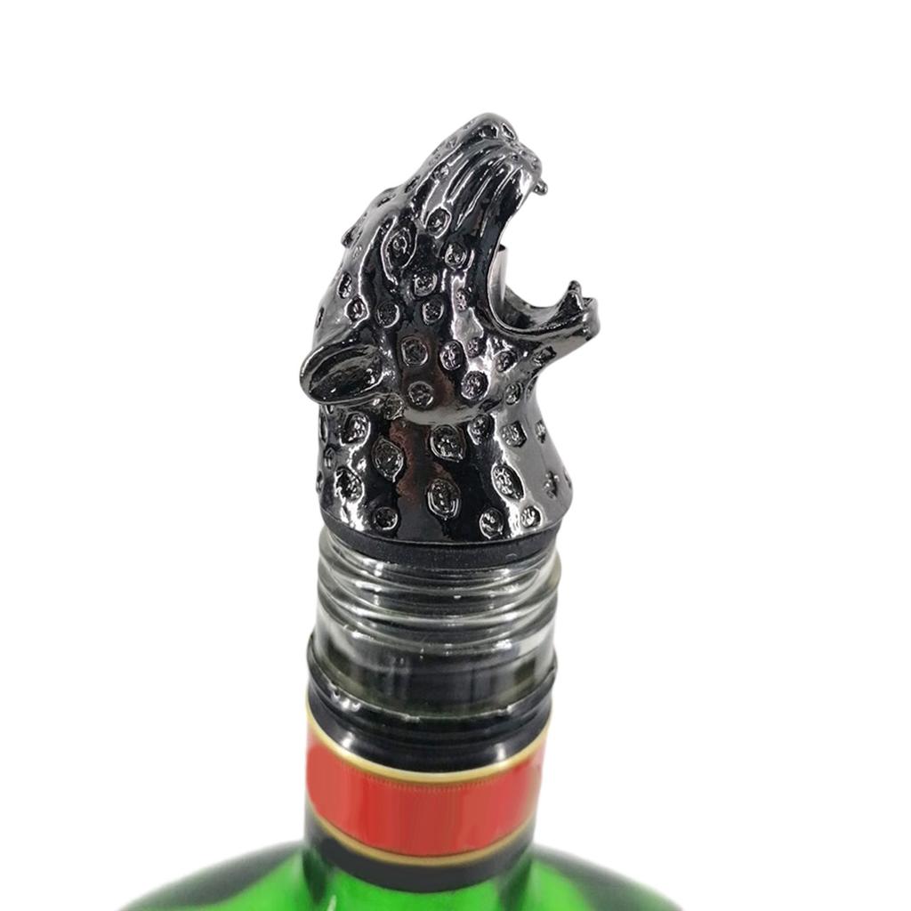 Elegant Zinc Alloy Leopard Head Wine Pourer Stopper Bottle Stopper Metal Texture for Wine and Home Decor Enthusiasts