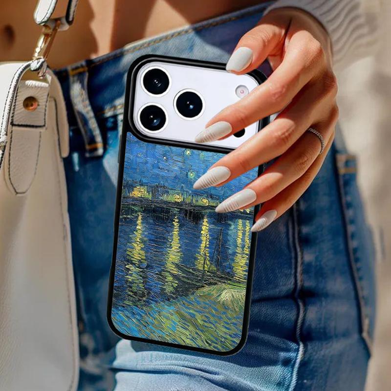 Paintings Starry Night Van Gogh Bumper Phone Case For iPhone 17 Air 14 15 13 12 Max Cover For Apple 16e 11 Pro Max Plus Coque