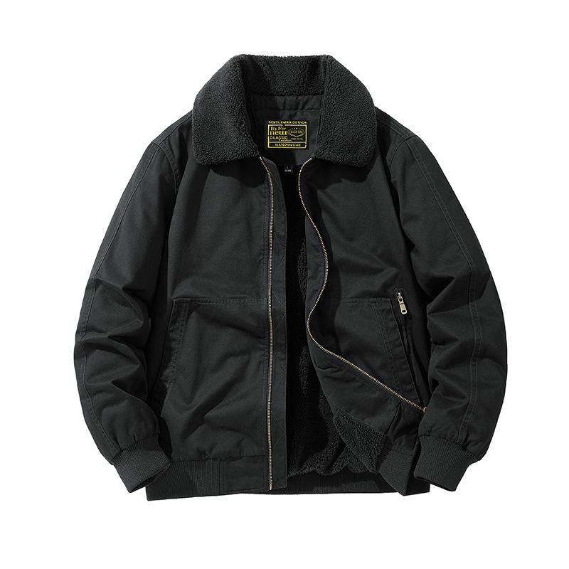 Jacket Men's Autumn and Winter Velvet Thickened Versatile Casual Tooling Loose Large Size Trendy Jacket Warm Top