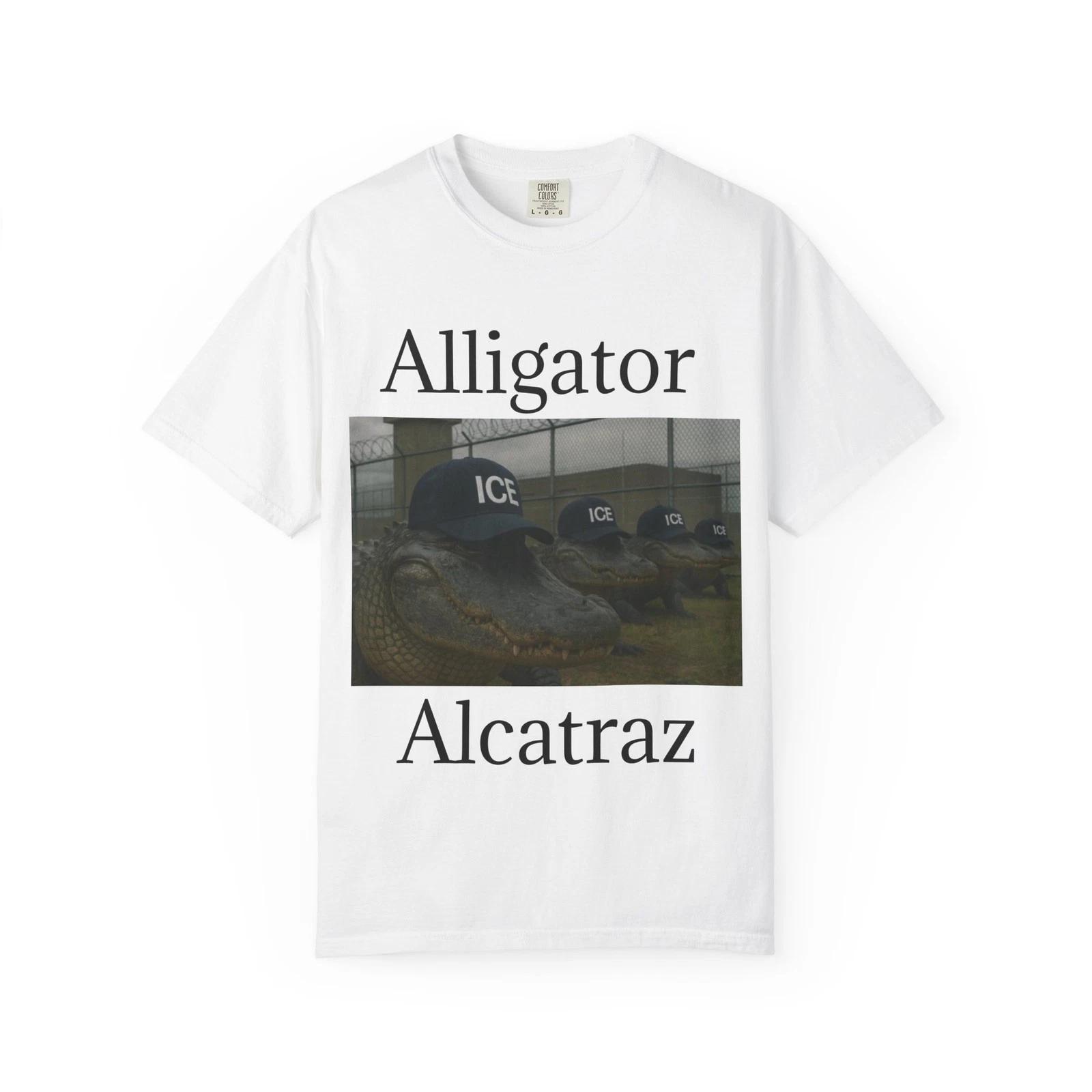 Trump ICE Alligator Alcatraz Graphic Tee, Fun Statement Shirt T-Shirt Fla 4XL