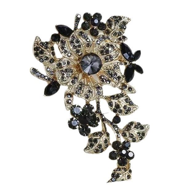 Flower Ladies Brooch Luxury Court Crystal Vintage Temperament Corsage Fashion Versatile Accessories