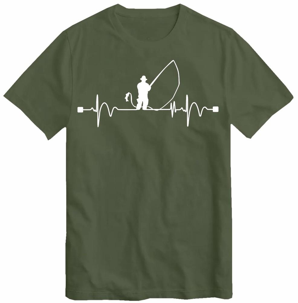 Fishing Heart Beat Pulse Tshirt FisherUnisex Gift Angling Angler Top T Shirt Midd