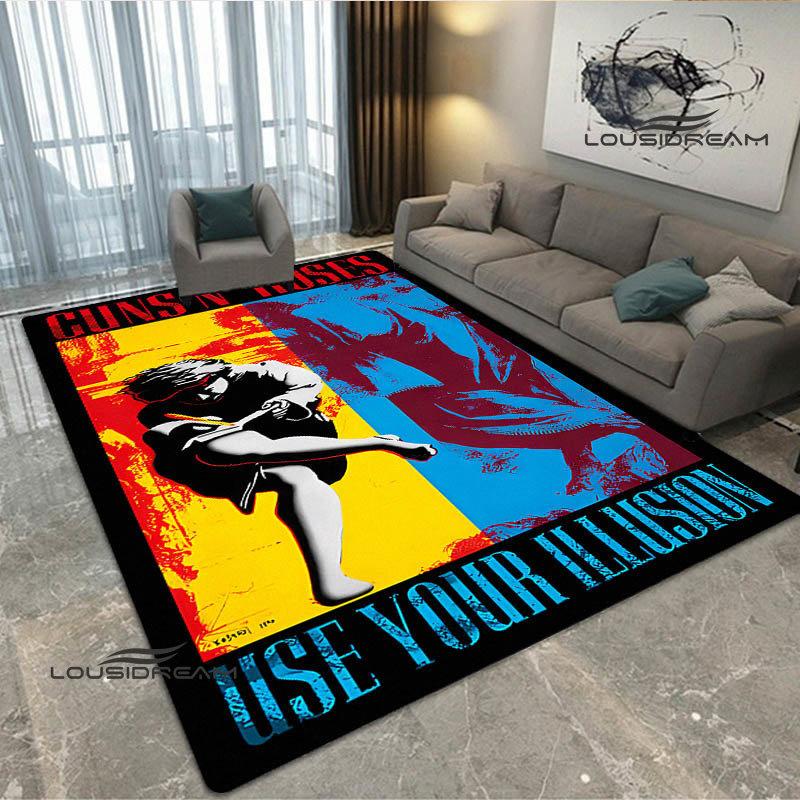 Guns n'roses band retro print carpet fashion home decoration non -slip carpet photography propsmal area rug birthday gift