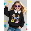 European sizes Girls Soft Crewneck Sweatshirt Cute Animal Characters with Fun Accessories, Casual All-Match, Ideal Holiday Present