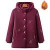 Grandma's Embroidered Velvet Hooded Jacket - Thick, Warm Cotton Padded for Middle-Aged and Elderly Women