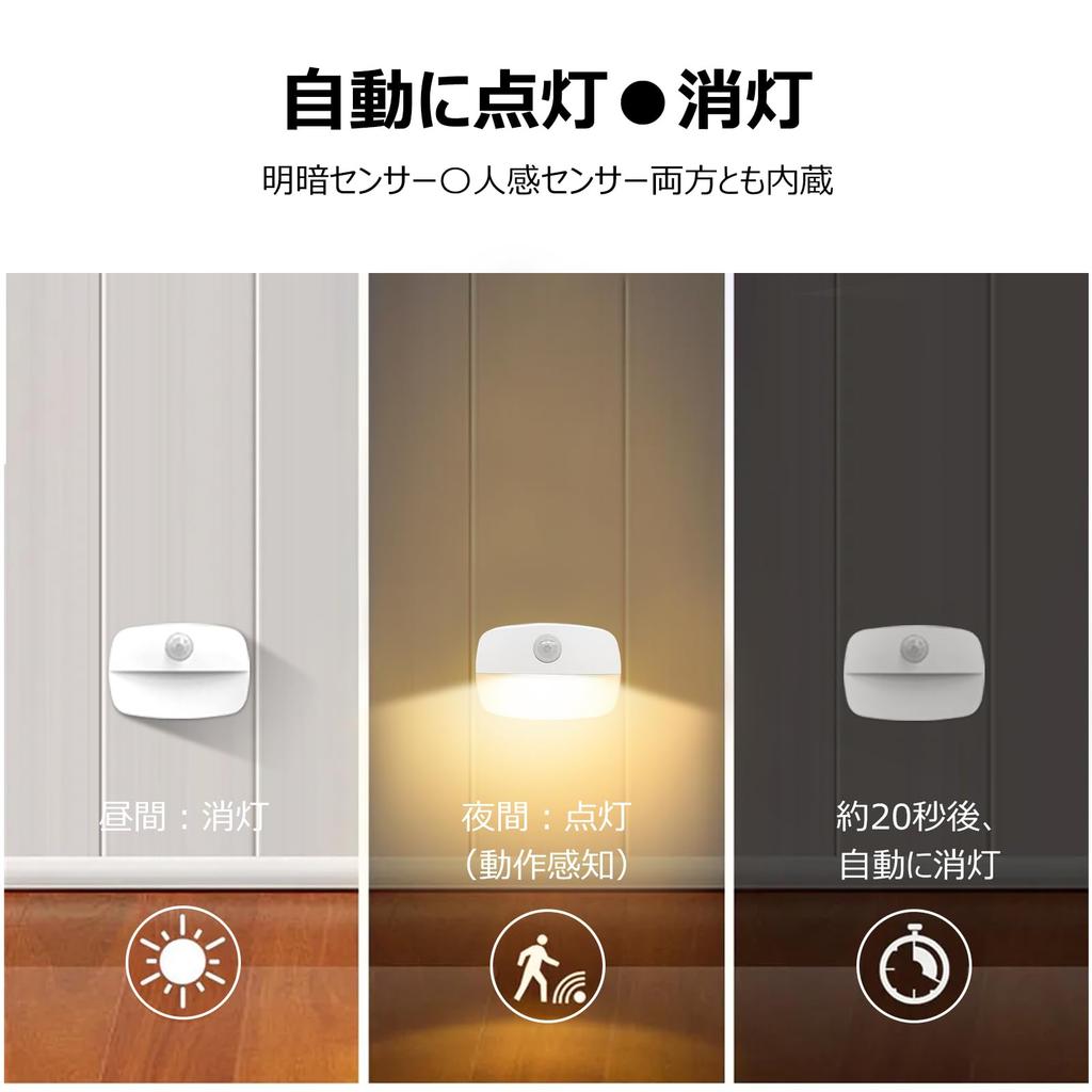 AmmToo LED Sensor Light, Warm White, Foot Light, Motion Sensor, No Wiring Required, Night Light, Light Sensor, Automatic OnOff, Refrigerator Light,