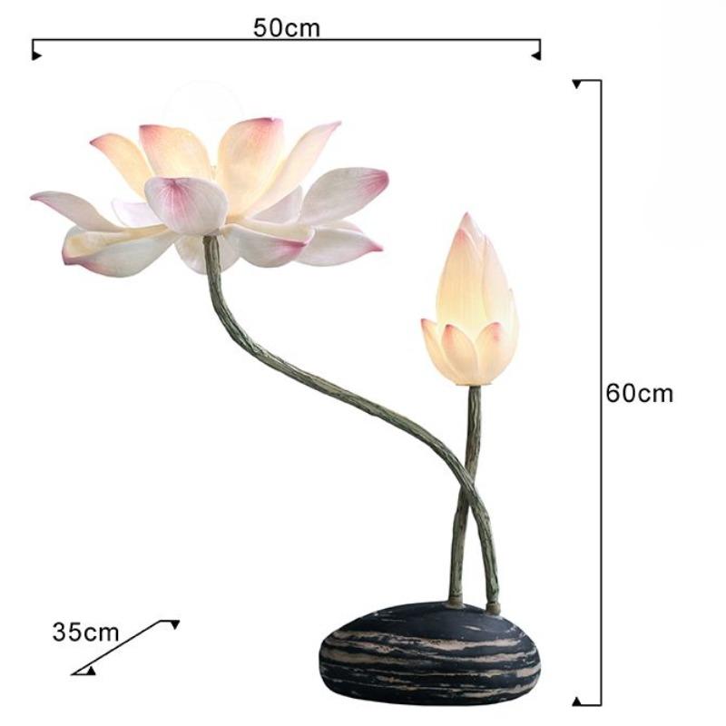 Chinese style living room decorative table lamp resin lotus lampshade plug-in warm light fixture study bedroom bedside lamp