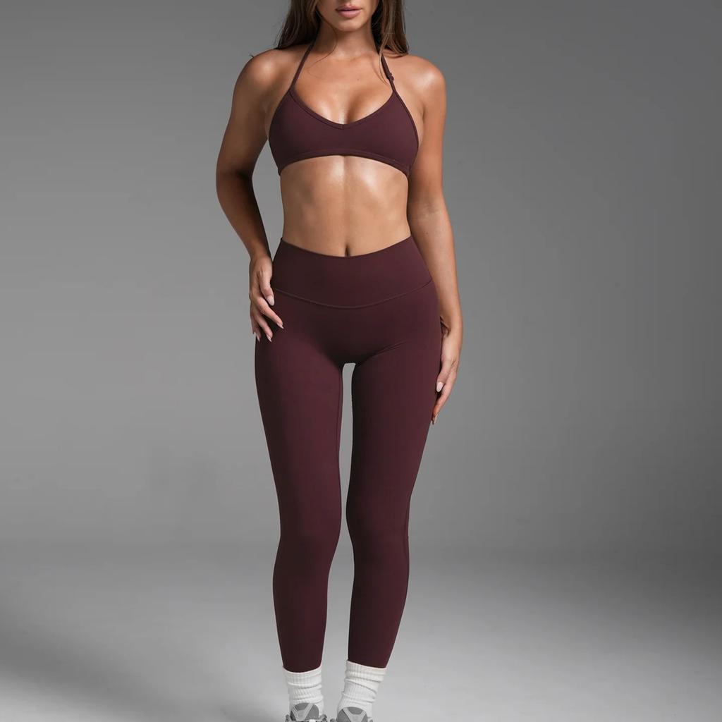 New Neck and Chest Gathering Underwear Yoga Suit Fitness Leggings Pilates Quick-drying Two-piece Set