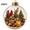 Festival Atmosphere Hanging Ornaments Christmas Tree Crystal Ball Pendant with LED Light, Built-in Christmas-themed Seasonal Party Decor Pattern
