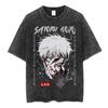 Sleeping On Both Sides To Fight Men'S And Women'S Short-Sleeved Washed Nuo T-Shirts Casual Loose Retro Couple Spell Round Neck