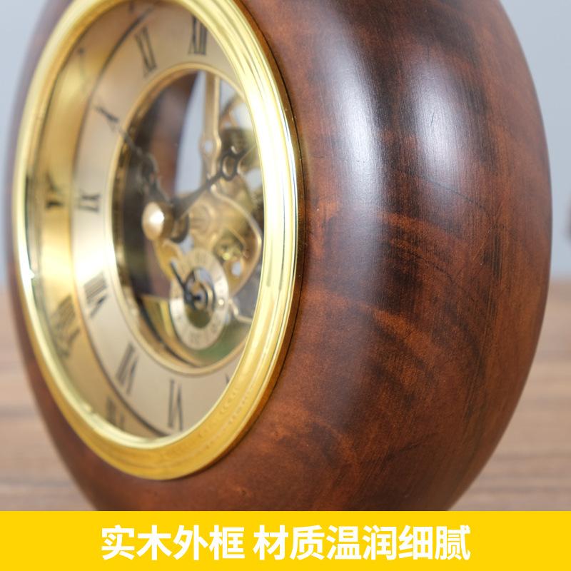 Wooden Retro Desk Clock Round Table Clock Rotating Clocks Decorative Objects Living Room Desktop Clocks Tables Accessories