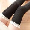 Women's Thick Knit Over Knee Socks Cotton Thermal Thigh High Long Socks with Lace Trim Stretchy Warm Legwear for Winter and Casual Wear