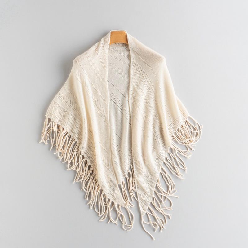 100% Cashmere Hollow Triangle Shawl Scarf