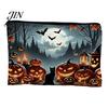Witch Pumpkin Pattern Bag Storage Bag, with Smooth Zipper, Thickened Polyester Large Capacity Cosmetic Halloween Printed Pouch Reusable