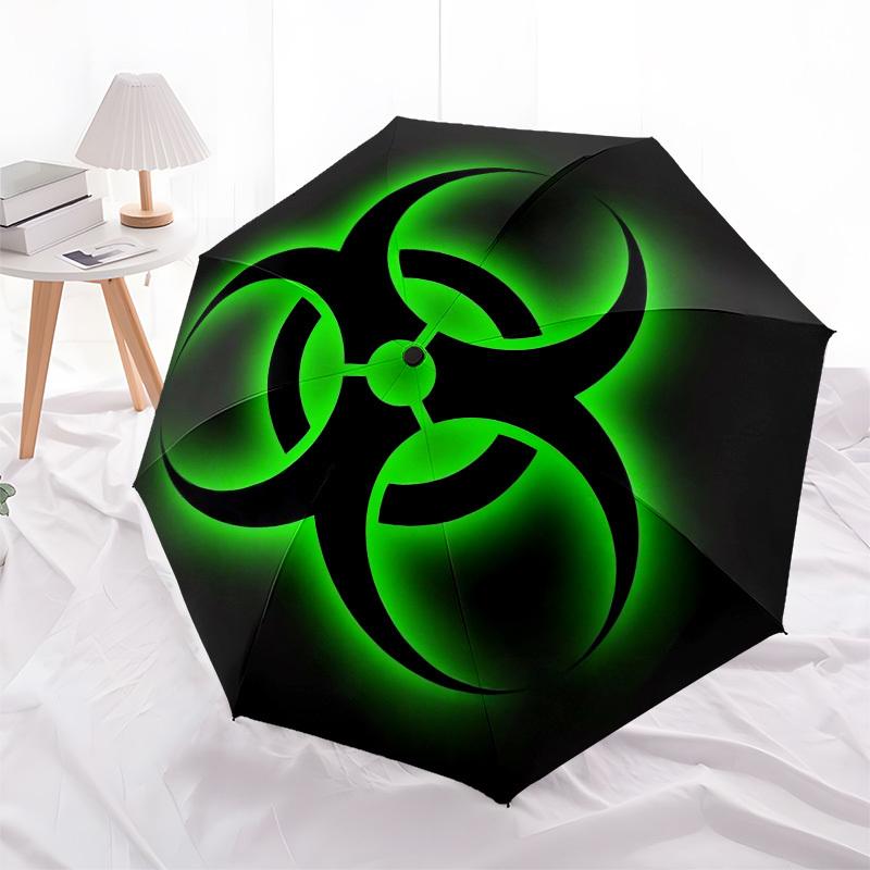 1pc Biohazard Symbol Glow Umbrella with Plastic Handle,Suitable for All Seasons Home Travel Outdoor UmbrellaM956