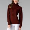 Women's Solid Color Turtleneck Sweater Long Sleeve Twisted Flower Base Sweater