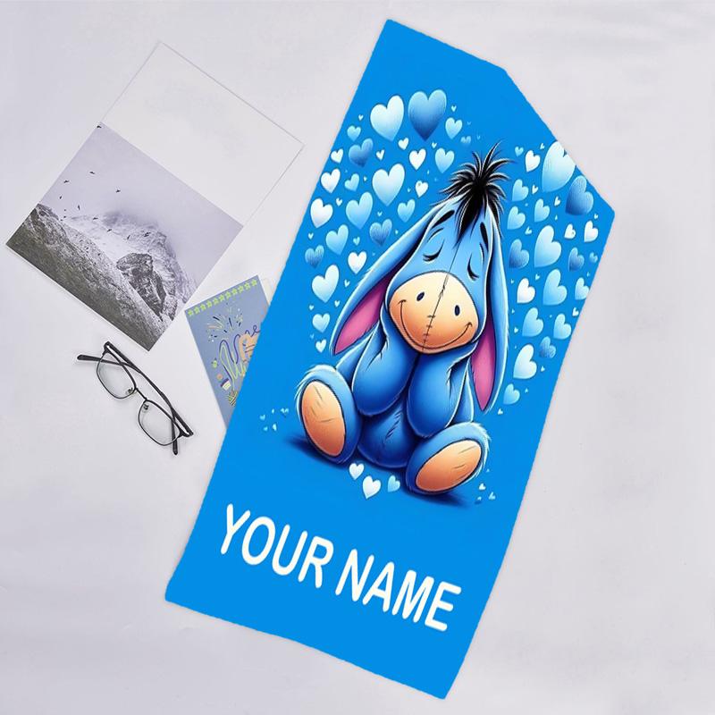 1pc Eeyore1 Beach Towel with Custom Name, Beach/Swimming/Bath/Picnic/Camping Towel, Suitable for Seaside Beaches