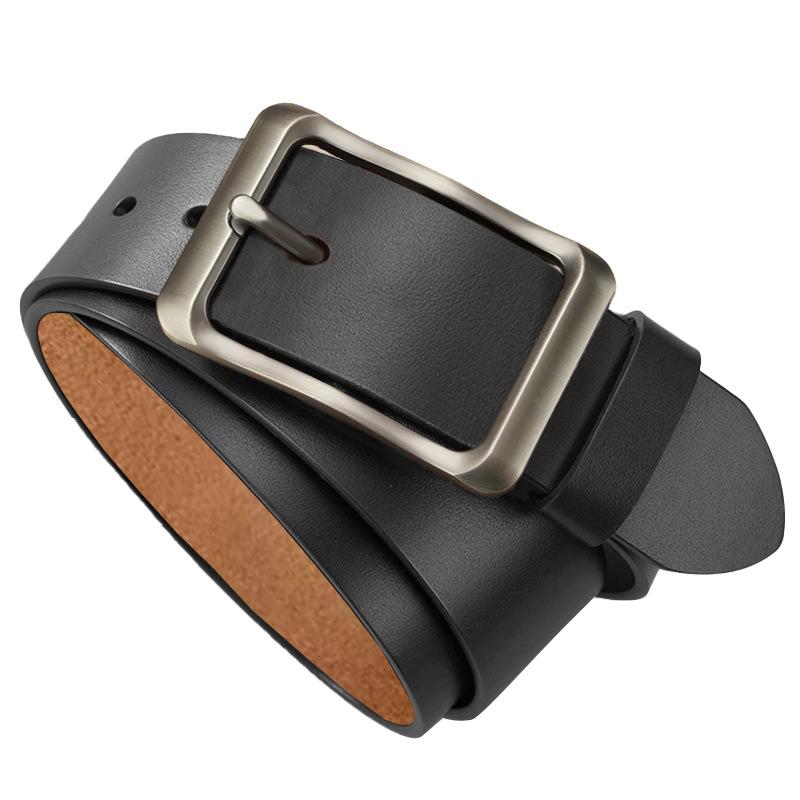 Retro Belt  Men's Genuine Leather Belt Middle Aged and Young People  Versatile Pin Buckle Casual Belt