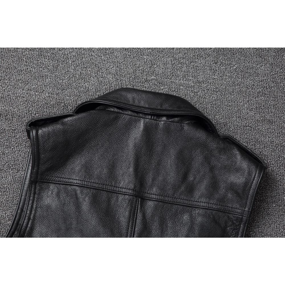 Chinesische Größe Echtes Kuh Leder Weste Gürtel Motorrad Weste Für Männer Biker Weste Slim Fit Rindsleder Leder Jacken Ärmellose Frühling Herbst