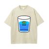 Funny Style Cartoon Water Cup Print Women's T-Shirt Loose Wash Oversized Short Sleeve Summer Basic Jianye Retro Top