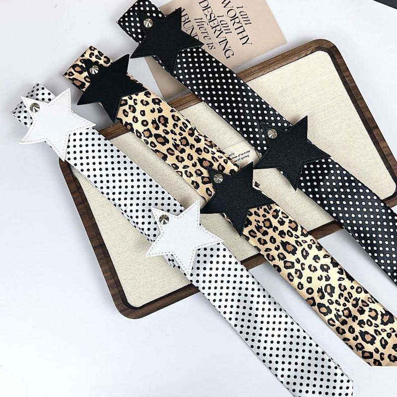 Fashion Dot Jacquard Scarf Belt Trendy Edgy High-End Long Waist Accessory With Retro Star Decoration