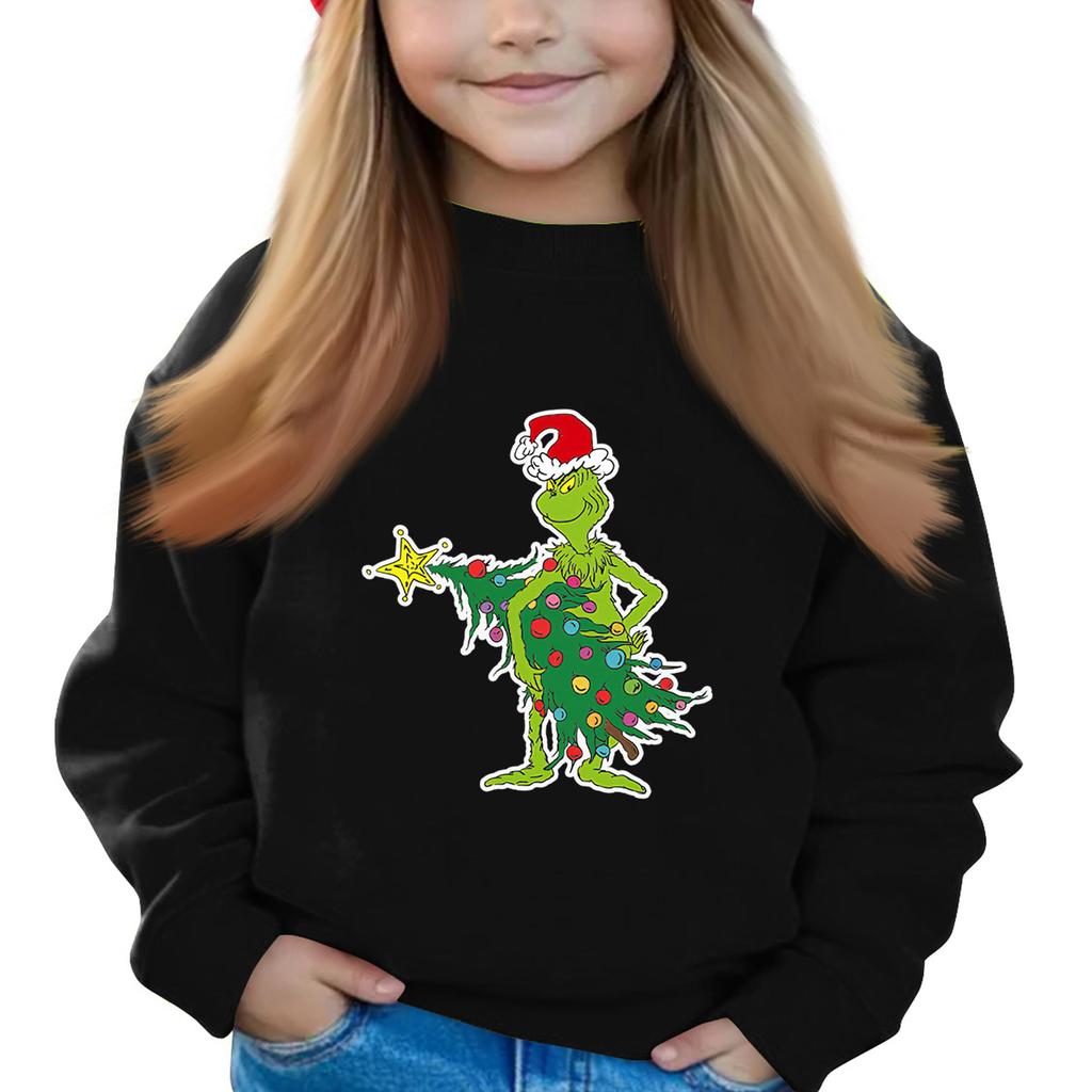 Christmas Day Girls Round Neck Pullovers For Kids Printed Baby Tops