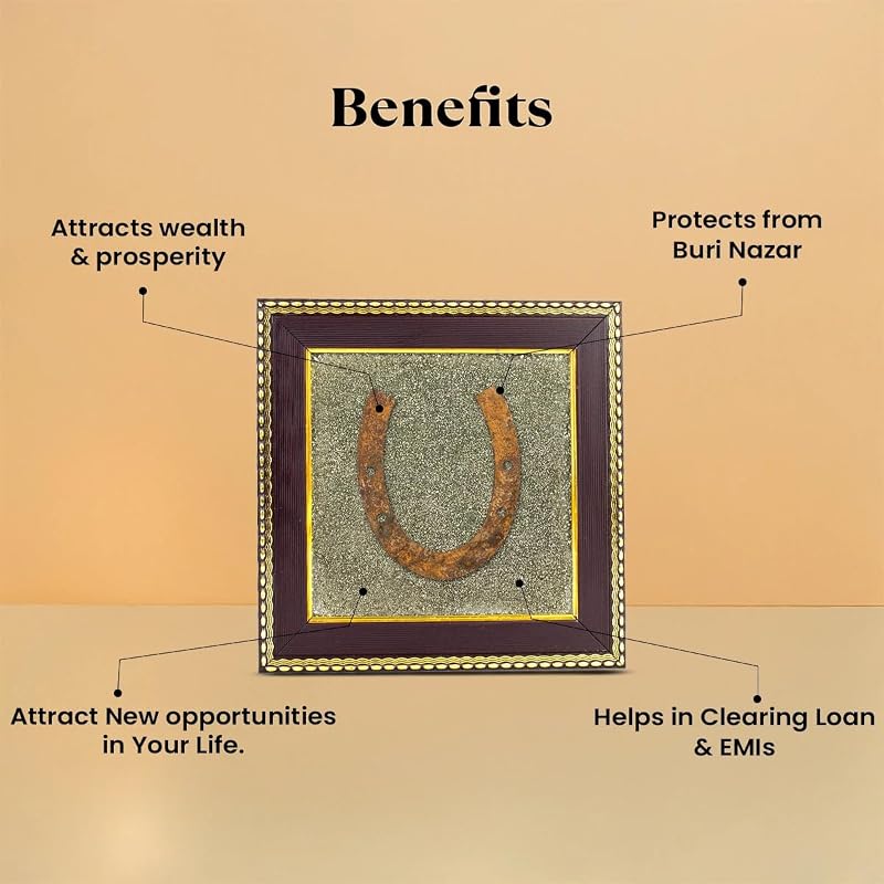 Astrotalk Ghode Ki Naal On Raw Pyrite Frame | Vastu Decorative Item for Home & Office | Attracts Wealth, Luck & Prosperi