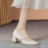 New versatile Women's high heel French soft leather thick heel Shoes Fashion square toe shoes Elegant Comfort ladies pumps Mujer