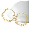 Exaggerated Hoop Earrings For Women Leaf Flower Gold Color Big Circle Earrings Vintage Trend Women'S Jewelry Gift