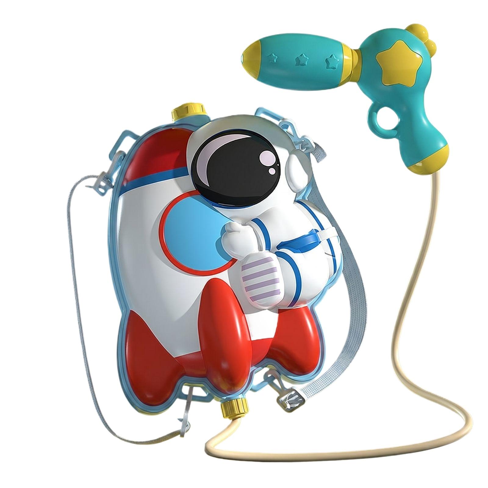 Kids Backpack Water Gun Toy Space Rocket Design Adjustable Straps Lightweight Outdoor Water Blaster Suitable for Children Play One Size красный