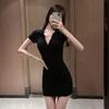 Pure desire stepmother low neck chest dress women's summer new sexy POLO collar slim fit high waist hip skirt
