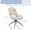 [Set of 2] 360° Swivel Dining Chair with White Fabric Cover: Black Lacquered Metal Frame with Four Legs, Suitable for Modern Dining Areas.