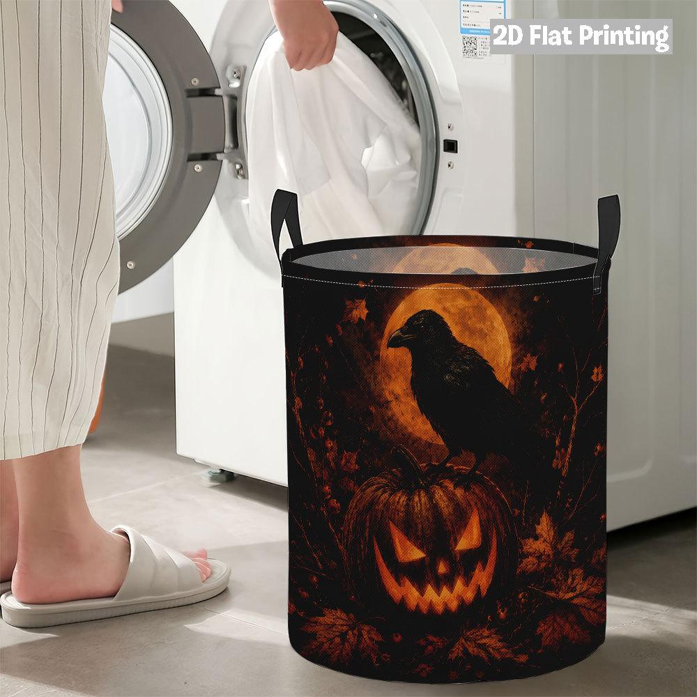 Collapsible Laundry Basket Large Round Waterproof Fabric Hamper Dirty Clothes Storage Bin Toy Organizer with Handles
