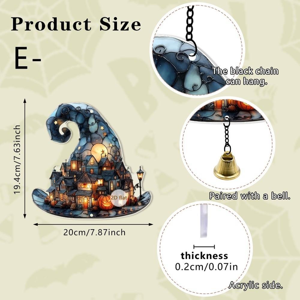 Pumpkin Design Acrylic Wall Hanging Mini Town Design Car Rearview Mirror Decoration  For Halloween