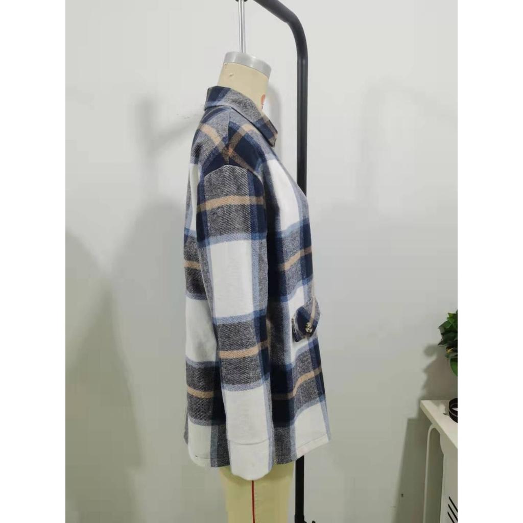 Ladies, Thermal Jacket, Checkered Shirt, Thick, Cardigan Top, Outerwear