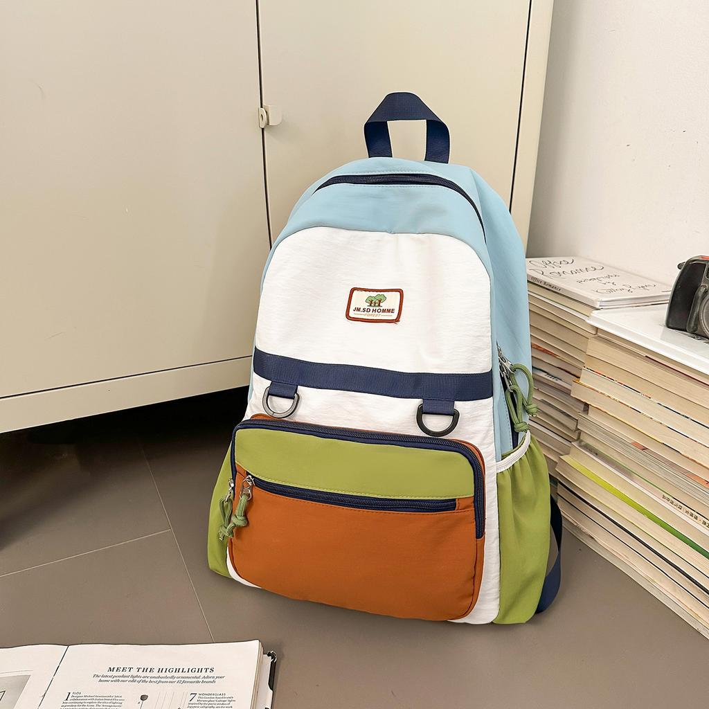 Schoolbag1011 new contrasting color splicing backpack junior high school college student schoolbag casual versatile travel bag men's and women's