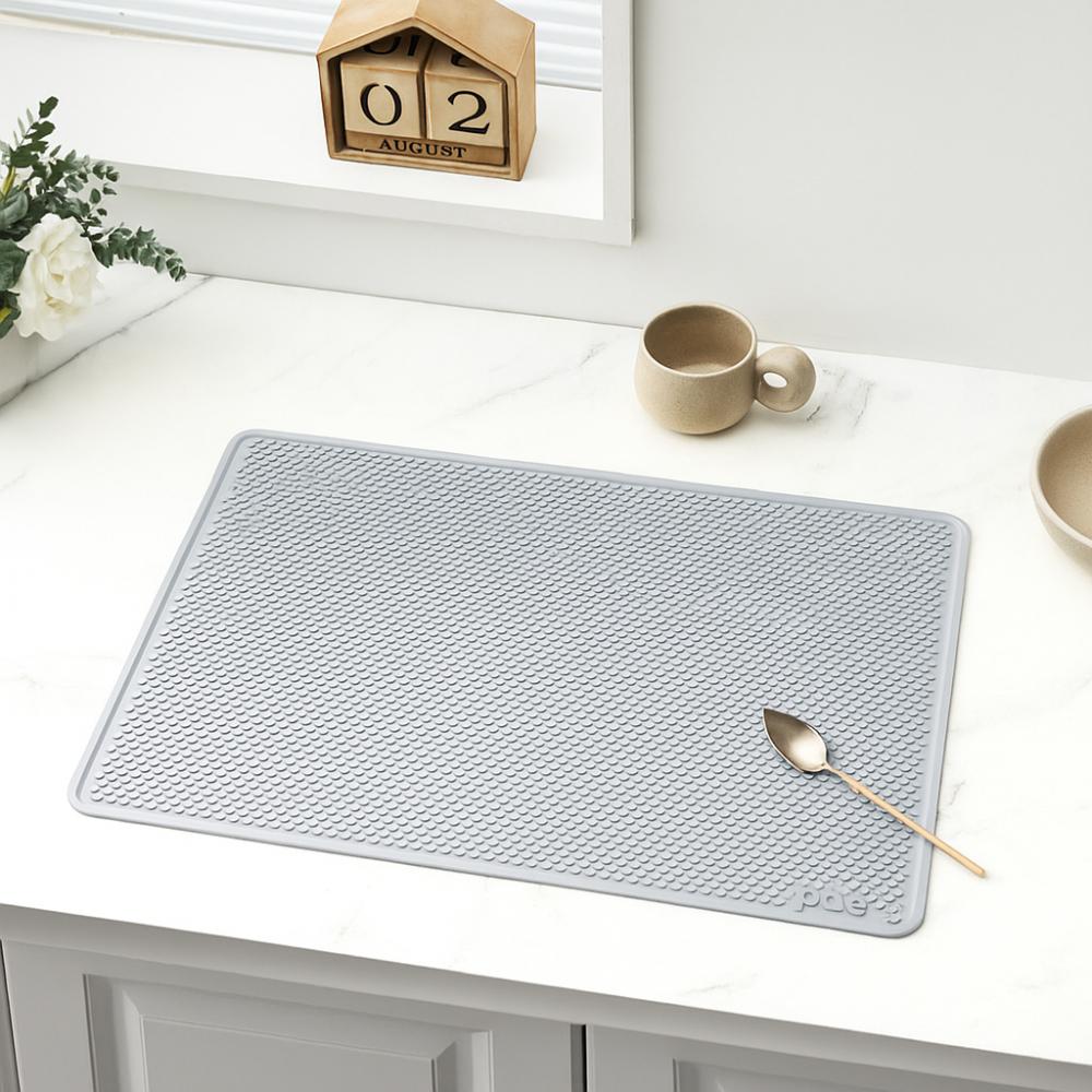 

Foldable Non-Slip Drying Rack Anti slip Water Absorbent Mat Kitchen Drain Board Tableware Storage сірий