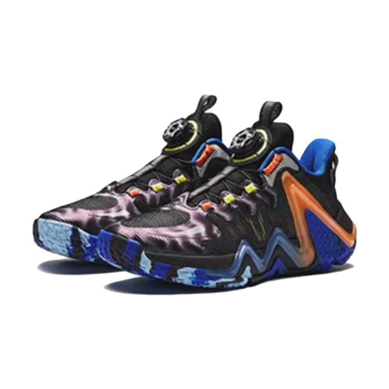 Anta Kids Reverse Scale 3.0 Comfortable Versatile Shock Absorbing Durable Low Top Basketball Shoes Kids Basketball Shoes Black Blue 312411107-4