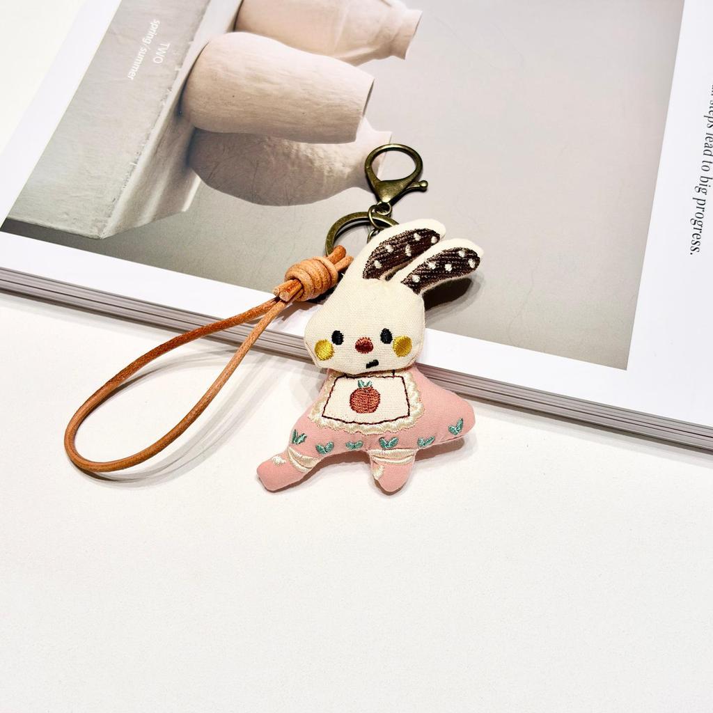 Korean Handmade Cartoon Rabbit Bag Charm Keychain & Phone Lanyard