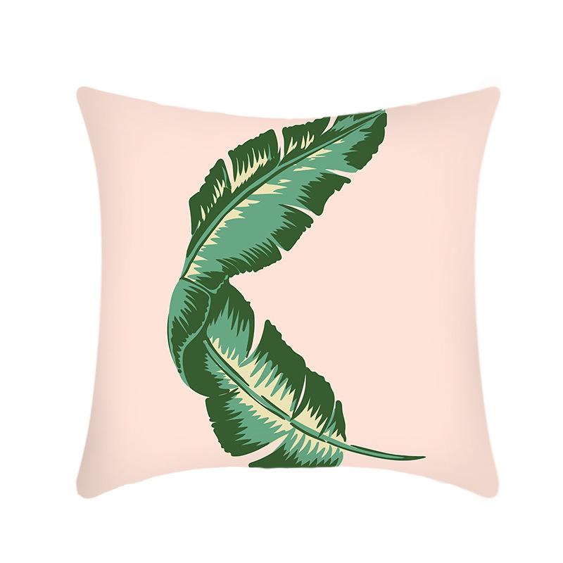New Nap Pillow Green Leaves Sofa Plush Pillow Case Home Summer Cushion