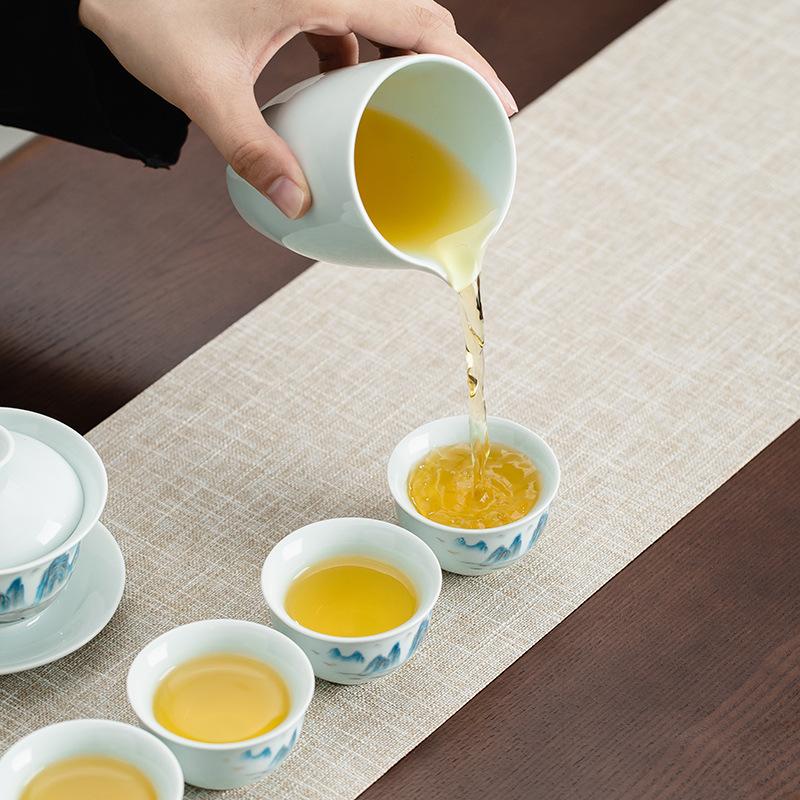 Ceramiczny kubek pojedynczy z malowidłem krajobrazowym, kubek do herbaty, kubek mistrzowski, kubek do degustacji herbaty, kubek do parzenia herbaty, zestaw do herbaty Kung Fu
