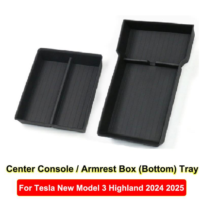For Tesla New Model Y Juniper 2025 Model 3 Highland 2025 Storage Box Center Armrest Hidden Box Cup Holder Organizer Accessories