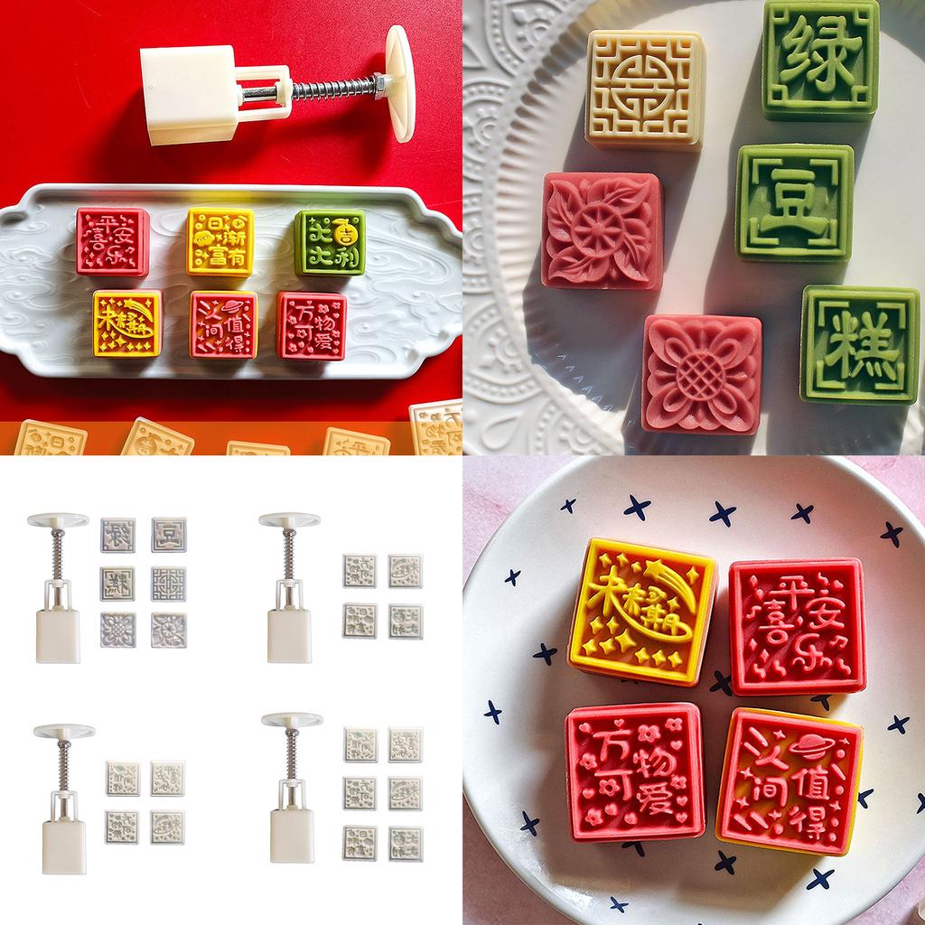 Square Moon Cake Press Molds Cookie Stamps Chinese MidAutumn Moon Cake Maker Decorating Tool for Making Cookie