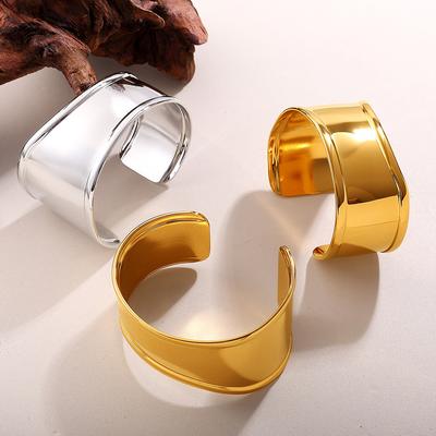 Retro Smooth Surface Irregular Opening Bracelet Stainless Steel Simple Temperament High Sense Jewelry Women