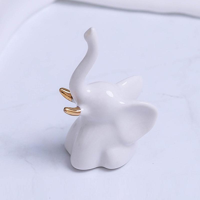 Ceramic Landscape Figurines Cute White Elephant Fox Tabletop Ornaments