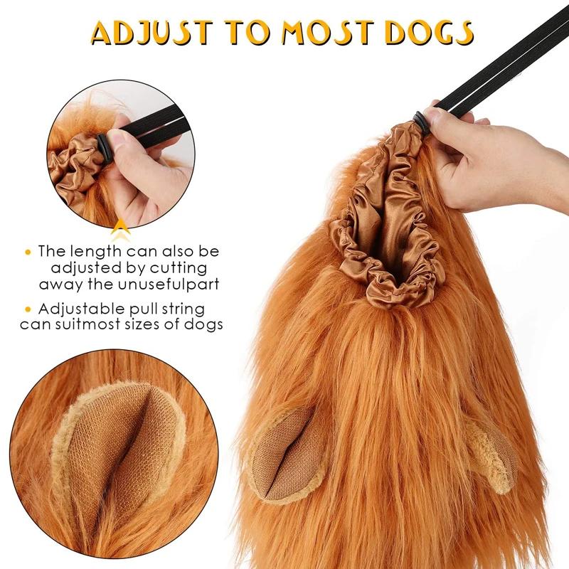 Cute Pet Dog Cosplay Clothes Lion Mane For Dog Costumes Realistic Lion Wig For Medium To Large Dogs With Ear Pet Accessories