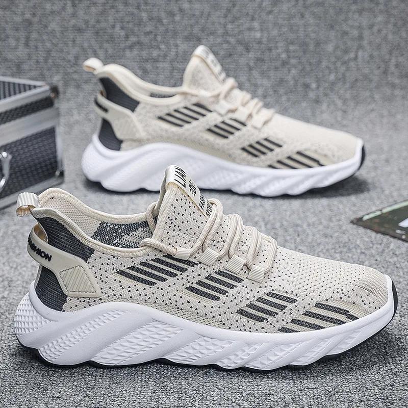 Fashion Spring 2025 New Breathable Men's Sneaker Shoes Mesh Men's Shoes Casual Fly-woven Running Shoes