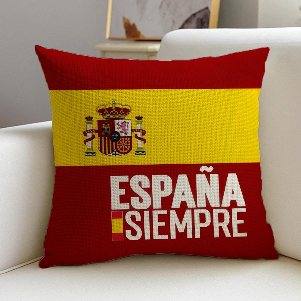 Cushion Cover Cushion Cover Pillowcase, Anti-Mite Invisible Zipper, Linen Sofa Cushion S-Spain Flag
