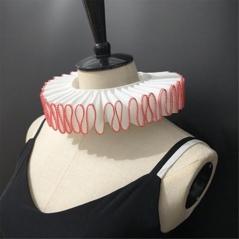 Comfortable Ribbon Faux Collar Colonial Clown Choker Neck Collar Ideal for School Uniforms Performances and Parties